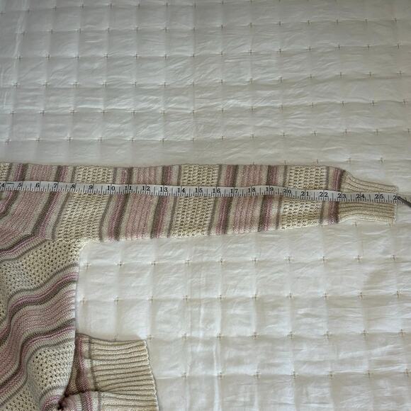 VTG 80s Pointelle Puff Shoulder Sweater Women's M | Cream | Retro Twee Y2K - Picture 11 of 12